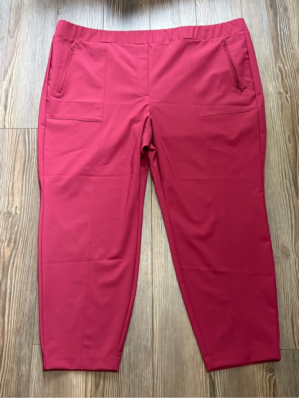 Lane Bryant Raspberry Pink Cropped Zip Pocket Stretch Pants 28 NWOT